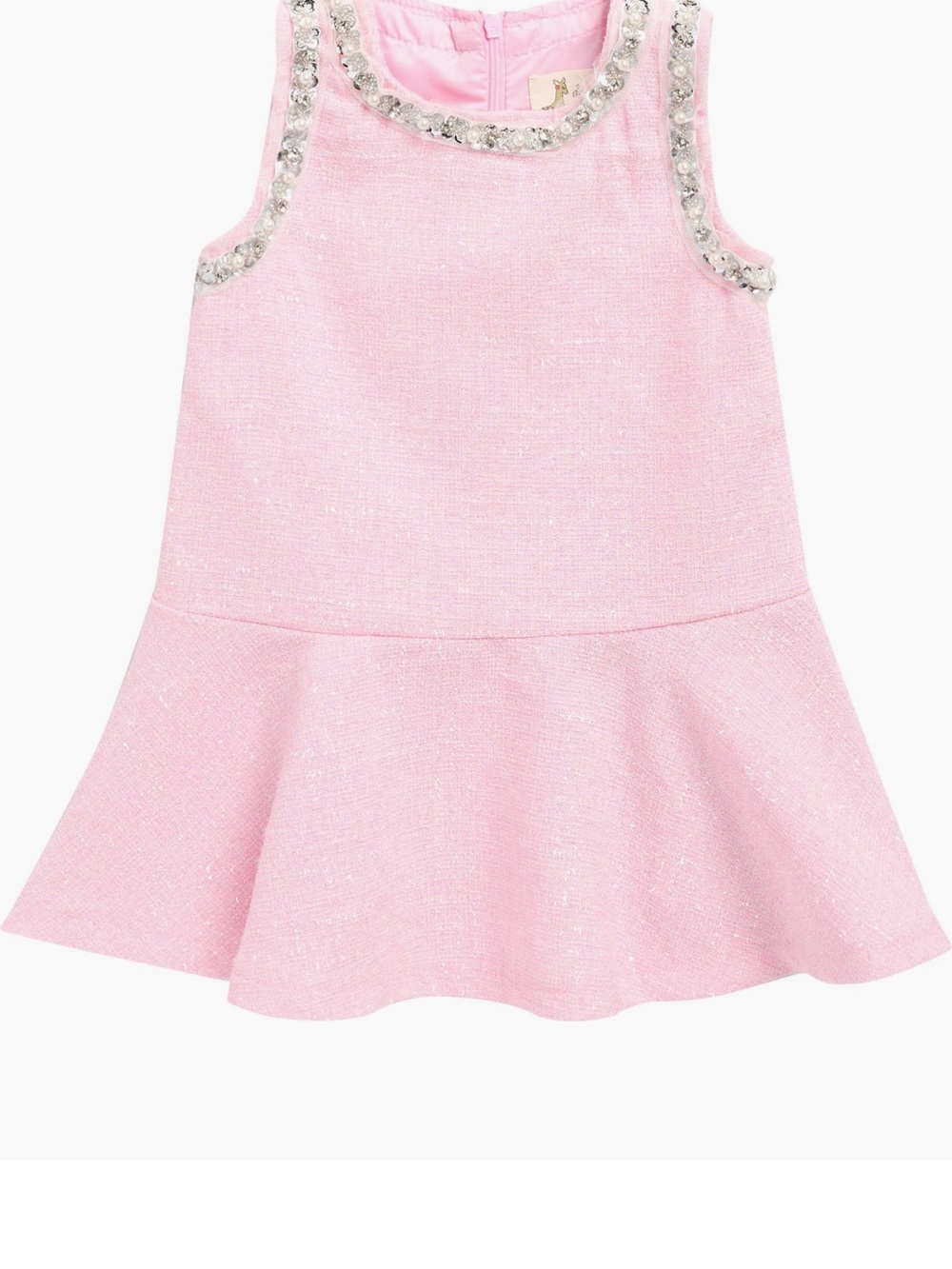 Girls Pink Sparkle Jewel-Trim Flared Dress